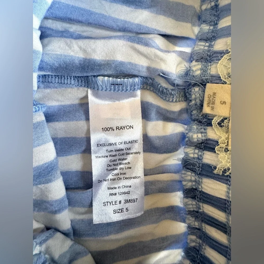 btween Girls Light Blue and White Striped Wide Leg Pants - Picture 7 of 7